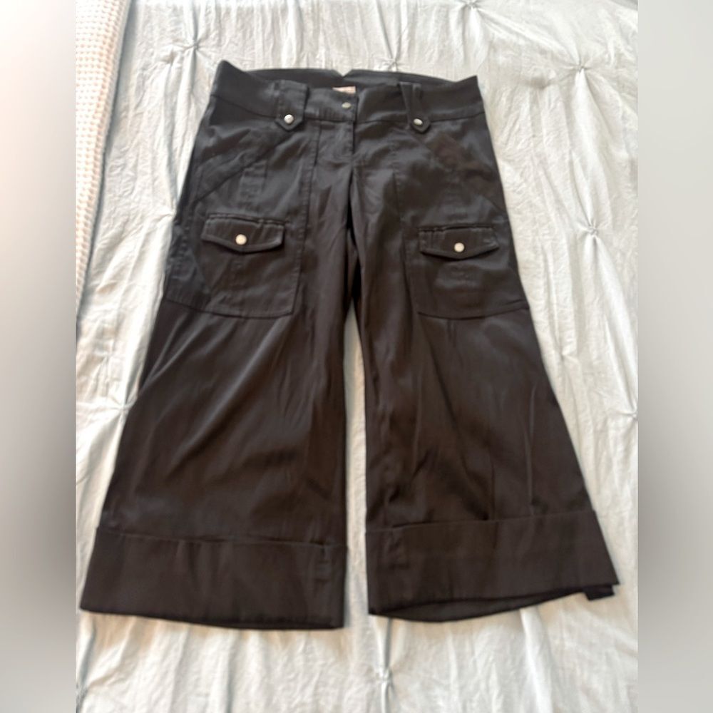 *Cache* Y2K Sz 4 Sateen Wide-Leg Crop Capri Pants EUC